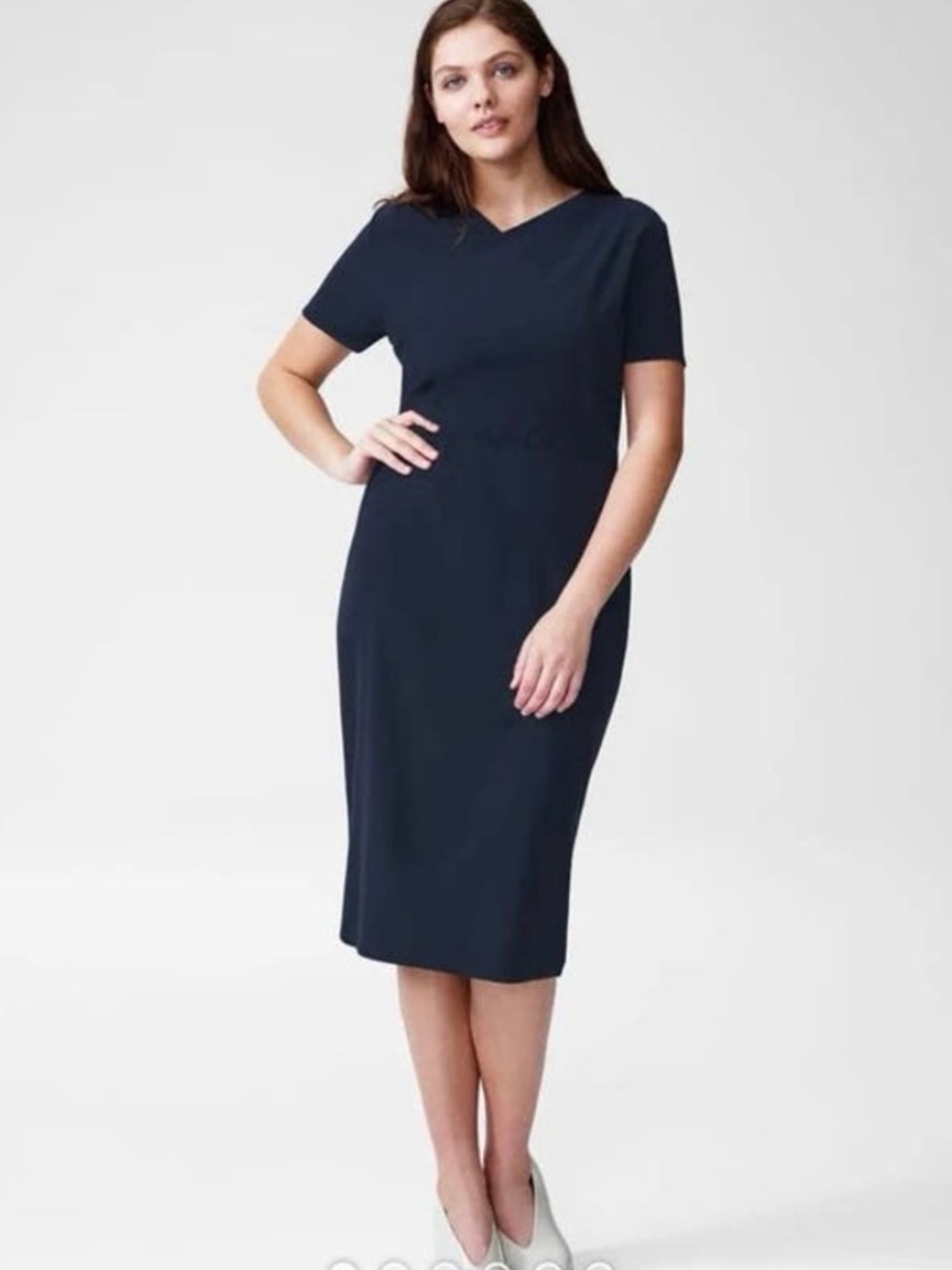 Universal Standard Size S US 14 16 XL Mary Faux Wrap Dress Navy Blue